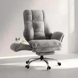 HOMRELEXA Ergonomischer Chefsessel mit Fußstütze und verstellbarer Rückenlehne - Grau