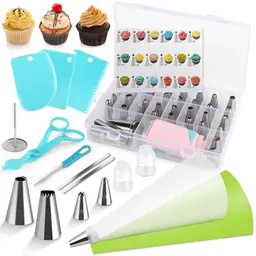 AWAMRWA 72-teiliges Torten Zubehör Set mit Spritzbeuteln und Tüllen