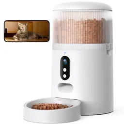 Faroro WiFi Futterautomat für Katzen mit 3MP HD Video, Nachtsicht, 4L Futterspender, Zwei-Wege-Audio, App-Steuerung & Bewegungserkennung