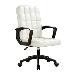 Future Warrior Ledersitz – Ergonomischer Bürostuhl mit Höhenverstellung & Armlehnen (Weiß, Premium)