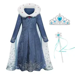 Elsa und Anna Kostüme für Mädchen - Langarm-Outfit mit Feenstab und Krone für Hochzeit/Party/Cosplay
