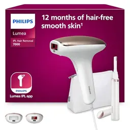 Philips Lumea IPL Haarentfernungsgerät 7000 Series mit Korrekturtrimmer und 2 Aufsätzen für Körper und Gesicht