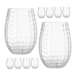 SOLUSTRE 12er Set transparente Kunststoff-Pineapple-Becher - bruchsicher, ideal für Hochzeiten, Sommer und Partys