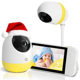 Ellie Babyphone mit Kamera, 2K, 5-Zoll-Display, Akku, 2-Wege-Audio, Nachtsicht, Weinen-Erkennung, Halterung, 5X Zoom