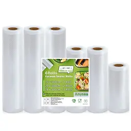 Anysea Vakuumierbeutel für Lebensmittel, 6 Rollen (15x1/20x2/28x3/300cm), BPA-frei, ideal für Sous Vide