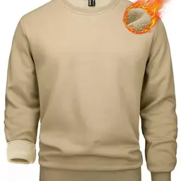MAGCOMSEN Herren Sweatshirt - Fleece Langarmshirt für Herbst und Outdoor, bequem und warm, Khaki, 3XL