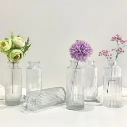 Sahallo Vintage Mini Glas Vase Set (6 Stück) - 13 cm für Tischdekoration und Gastgeschenke