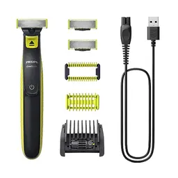Philips OneBlade Face & Body – Elektrischer Bartschneider und Rasierer mit 3 Original-Klingen und 5-in-1 Trimmaufsatz