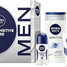 NIVEA MEN Sensitive Care Geschenkset für Herren – Pflegeset mit Dusche, Creme und Deo für sensible Haut
