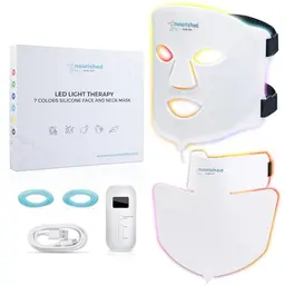 Nourished Bodynskin LED Lichttherapie Gesichts- & Halsmaske - Anti-Aging & Faltenbehandlung in 7 Farben