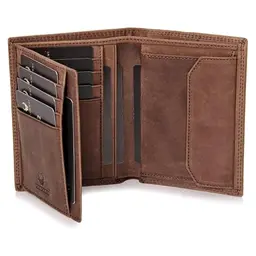 DONBOLSO Herren Geldbeutel aus Leder mit RFID-Schutz und Kartenetui - Vintage Braun