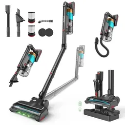 ElecKeys Akku Staubsauger kabellos, 65 Min, 650W, faltbar, selbststehend, Tierhaare & Teppiche, Hartböden & Auto