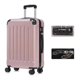 YONSLY Premium Reisekoffer TSA-Schloss, Hartschale, Trolley, 4 Rollen, Handgepäck, Rosé, L
