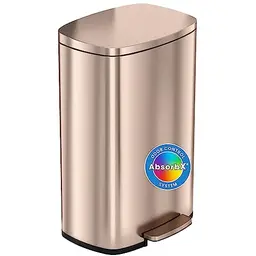 iTouchless SoftStep Halbrunder Trittabfalleimer 50L mit Geruchsfilter – Sanft und Leise, Roségold