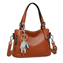 VINBAGGE Damen Handtasche Schultertasche Braun - Elegant und vielseitig für Büro und Freizeit