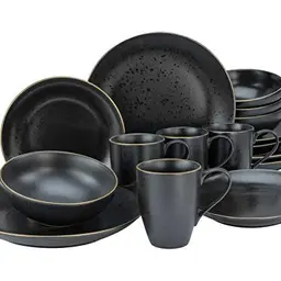 CreaTable Industrial Gold BLACK 16-teiliges Geschirrset, spülmaschinen- und mikrowellengeeignet