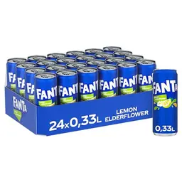 Fanta Lemon & Elderflower - Zitronen-Holunderblüten-Erfrischungsgetränk, 24 Dosen à 330 ml