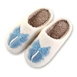 TOPALL Damen Hausschuhe Püsch Winter, Warme Kuschelpantoffeln, Rutschfeste Flausch-Schlappen Unisex (Blau, EU 42/43)