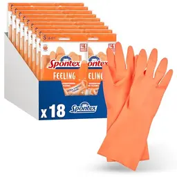 Spontex Feeling Haushaltshandschuhe, Größe S, 18 Paar - Ideal für empfindliche Putz- und Pflegearbeiten