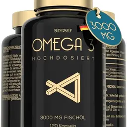 Omega 3 Kapseln 3000mg - Hochdosiertes Fischöl - 120 Kapseln - Reines Öl aus Nachhaltigem Fischfang