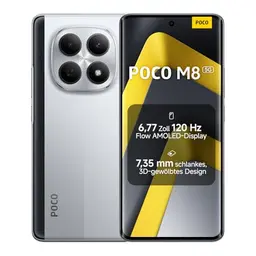 XIAOMI Poco M8 5G Smartphone, 8 GB RAM, 512 GB Speicher, 6,77" AMOLED, 50 MP Dual-Kamera, Silber