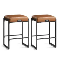 VASAGLE EKHO Barhocker 2er Set, 66 cm hoch, Mid-Century-Modern Stil, karamellbraun