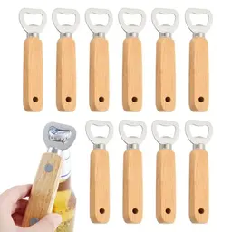 10er Set Holz Flaschenöffner - Tragbarer Bieröffner mit Holzgriff für Zuhause und Outdoor