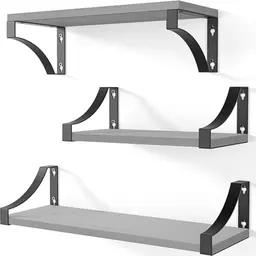 Pipishell 3-teiliges Wandregal aus Holz und Metall für Wohnzimmer, Schlafzimmer, Büro und Küche