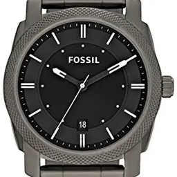 Fossil Herren Uhr, Quarz, Edelstahl- oder Lederarmband, Dunkelgrau, 42 mm