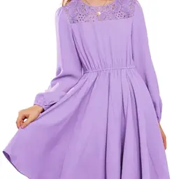 GRACE KARIN Mädchen A-Linie Kleid mit Puffärmeln - Elegantes Partykleid in Violett für 14 Jahre