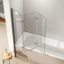 EMKE Faltbare Duschwand für Badewanne 130x140cm, 3-teilig aus 6mm Sicherheitsglas