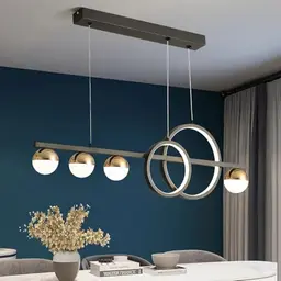 Moderne Höhenverstellbare LED Pendelleuchte für Esstisch mit Fernbedienung, Dimmbar, Rund, Schwarz, 95CM