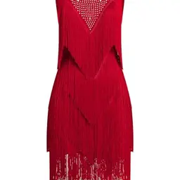 EFOGEP Damen Fransenkleid 1920er Jahre Salsa Tanzkleid mit Strass