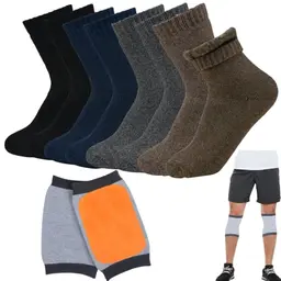 NAROSEBE 4er Set Herren Thermosocken - warme Wollsocken mit Kaschmir Kniewärmer, atmungsaktiv, in 4 Farben