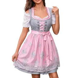 Damen Dirndlkleid Rosa, 2-teilig, Midi, Trachtenoutfit für Oktoberfest