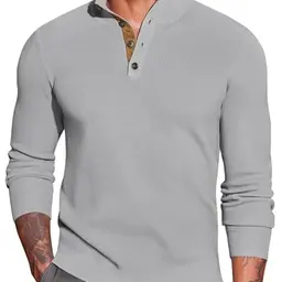 COOFANDY Herren Pullover Stehkragen Retro Strickpullover Winterpullover Sweater Hellgrau XL