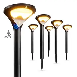 TuyLuxe 6x Solar-Gartenleuchten mit Bewegungsmelder, 550LM, Warmweiß, IP65, 3 Modi, ideal für Hof & Weg