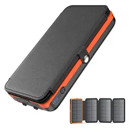 BRENCIL Solar Powerbank 27000mAh - Tragbares Ladegerät mit 4 Solarpanels für Smartphones und Tablets