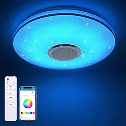 MILFECH 36W Dimmbare LED Deckenleuchte mit Bluetooth Lautsprecher und RGB Farbwechsel für Wohnzimmer und Schlafzimmer