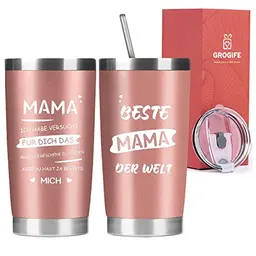 Grogife Thermobecher für Mama - Geschenk zum Muttertag und Geburtstag, 600ml Edelstahl Kaffeebecher mit Spruch