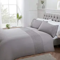 Sleepdown Bettwäsche-Set, gestreift, silber, pflegeleicht, Doppelbett (200 x 200 cm)