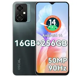 OSCAL Tiger 10 Smartphone 6,56 Zoll, 256GB, 50MP Kamera, Fingerabdruck/Face ID, 4G Dual SIM, Schwarz