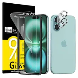Panzerglas für iPhone 16 (2 Stück) und Kameraschutz (2 Stück) - Kratzfest und widerstandsfähig