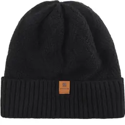 BARFULKER Beanie Mütze für Herren und Damen - Warme, gefütterte Wintermütze, winddicht, schwarz