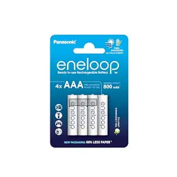 eneloop AAA Ni-MH Akkus 800 mAh, 4er-Pack, wiederaufladbar, plastikfreie Verpackung