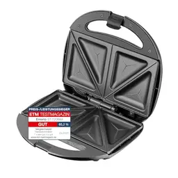 Emerio Doppel Sandwich Maker, 750W, Antihaftbeschichtung, BPA-frei, schwarz, schnelle Aufwärmung, klassische Dreiecksform, leicht zu reinigen