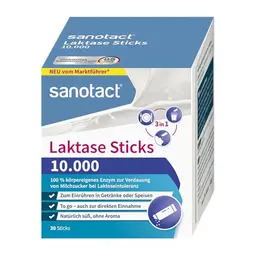 sanotact Laktase Sticks – 30 Sticks für Laktoseintoleranz – Sofortwirkung – ohne Aroma