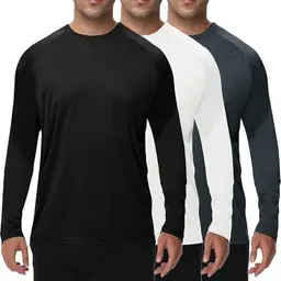 BOOJO 3er Pack Herren Langarmshirt UV-Schutz, atmungsaktiv, schnelltrocknend, für Sport & Freizeit