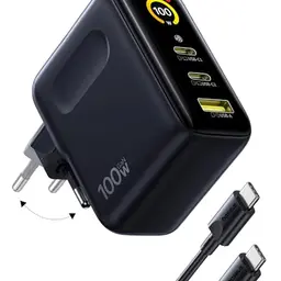 Baseus Picogo AI 100W USB C Ladegerät mit Smart Display, 3-in-1 Schnellladung für MacBook, iPhone und Samsung