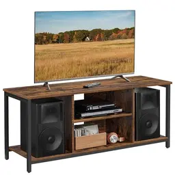 VASAGLE TV-Schrank im Industrie-Design, für Fernseher bis 55 Zoll, vintagebraun-schwarz